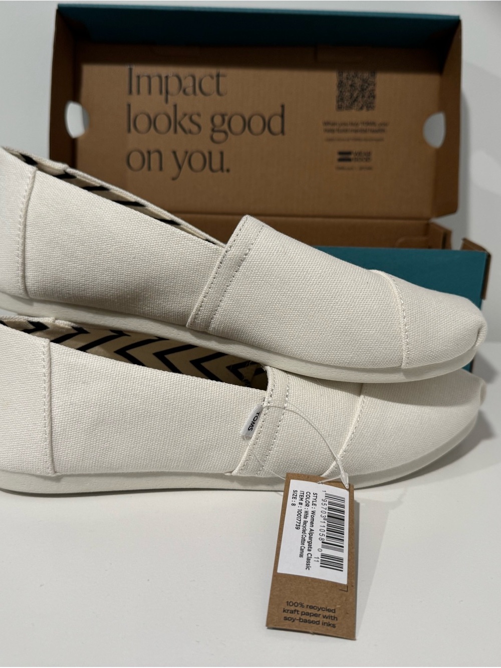 Toms Women's Canvas Slip-On Flats in Off-White